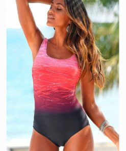 Mujer Mayo Push Up Swimwear Criss Cross Back One-piece Beach Bathing Suit Gradient Print Plavky Sexy One Piece Women Swimsuit