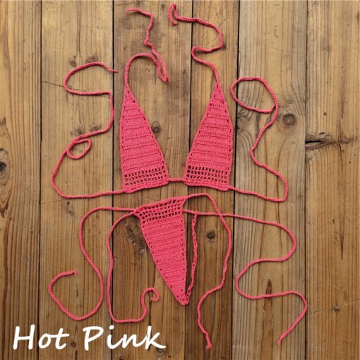 13 Color Hand Crochet Sunbathing Hot Bikini Women Sexy Micro Swimwear Mini Lingerie Sets