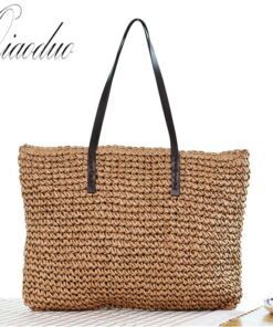 Qiaoduo Women Shoulder bag Summer Beach Bag Rattan Handmade Knitted Straw Large Capacity Bags Women Shoulder Bag Bohemia New