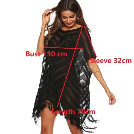 Tassel Woman Tunic Beach Dress Black Beachwear Swimsuit Swim Wear Dresses Womens Bathing Suit Cover Ups White Black V Style Sexy