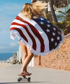 Flag Print Beach Towel Tassel Tapestry Yoga Mat Carpet Tapete Blankets Bathroom Carpet Picnic Blanket Mat Tapestry Mattress