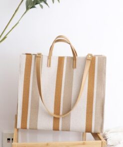 NEW Women Beach Canvas Totes Bag Fashion Stripes Fabric Handbags Ladies Large Shoulder Bag Casual Bolsa Shopping Grocery Bags