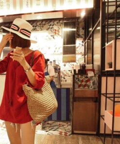 Qiaoduo Women Shoulder bag Summer Beach Bag Rattan Handmade Knitted Straw Large Capacity Bags Women Shoulder Bag Bohemia New