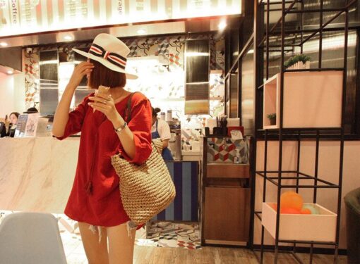 Qiaoduo Women Shoulder bag Summer Beach Bag Rattan Handmade Knitted Straw Large Capacity Bags Women Shoulder Bag Bohemia New