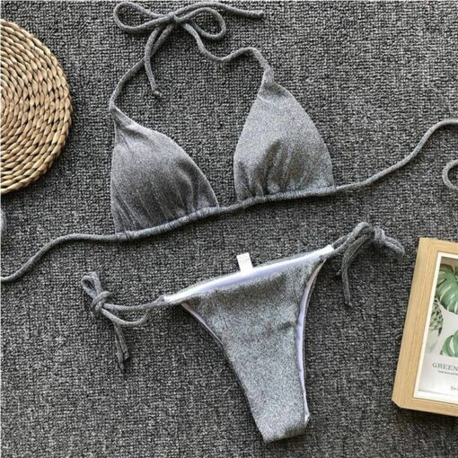 2019 New Ornaments Swimwear Women Sequins Diamond Bikini set Bathing Suit Sexy Push up Stones Straps Swimsuit Monokini Biquini