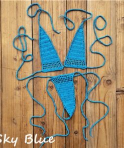 13 Color Hand Crochet Sunbathing Hot Bikini Women Sexy Micro Swimwear Mini Lingerie Sets