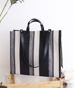 NEW Women Beach Canvas Totes Bag Fashion Stripes Fabric Handbags Ladies Large Shoulder Bag Casual Bolsa Shopping Grocery Bags