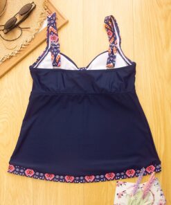 Plus Size Swimwear Women Tankini Swimsuit 3XL Large Swimming For Women 2020 Vintage Push Up Bathing Suit Blue Black Beachwear