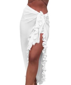 2020 Women Beach Skirt Ruffles Sarong Bikini Cover Up Chiffon Wrap Skirts Swimwear Fashion Swimwear Cover up Beachwear