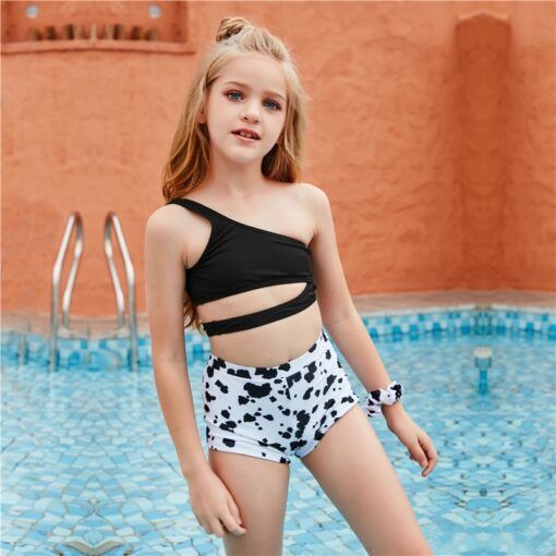 2021 Swimsuit Girl Swimwear Bikinis Child Sets Push Up Solid Hollow Out Beachwear Suit Brazilian Cover Up