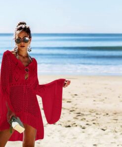 Women Swimwear Loose Bell Sleeve Hollow Out Beachwear Bathing Suit Cover Up fashion Leisure Swimsuit Beach dress Sexy beauty#1