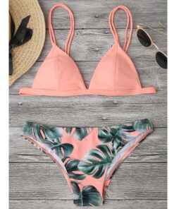 Women Swimwear Bikini Set Print Leaves Push-Up Padded Bathing Swimsuit Beachwear Swimming Suit For Women Bikini 2020#20