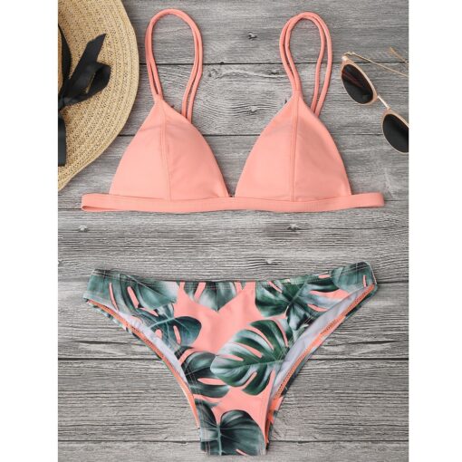 Women Swimwear Bikini Set Print Leaves Push-Up Padded Bathing Swimsuit Beachwear Swimming Suit For Women Bikini 2020#20