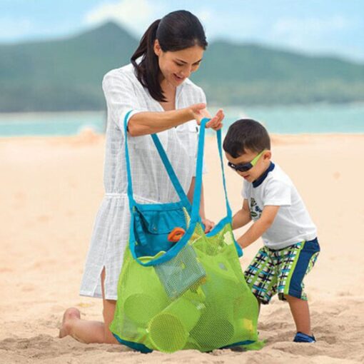 Portable Beach Bag Swimming Bag Outdoor Beach Park Swimming Kids Children Toys Towel Clothes Mesh Storage Bag Organizer