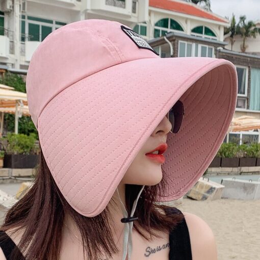Women Summer Large Wide Brim Adjustable Visor Beach Hats Foldable Anti-UV Women Sun Hat Outdoor Travel Panama Female Cap Bonnet