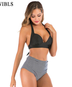 2020 Woman Plus Size Swimwear High Waist S-3XL Bikini Big Women Bathing Suits Floral Vintage Female Sexy Bather Swimsuits