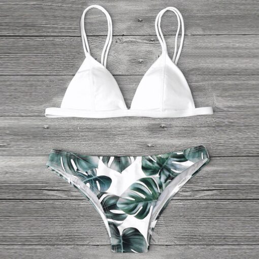 Women Swimwear Bikini Set Print Leaves Push-Up Padded Bathing Swimsuit Beachwear Swimming Suit For Women Bikini 2020#20