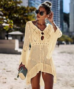 Women Swimwear Loose Bell Sleeve Hollow Out Beachwear Bathing Suit Cover Up fashion Leisure Swimsuit Beach dress Sexy beauty#1