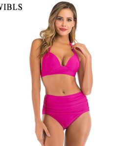 2020 Woman Plus Size Swimwear High Waist S-3XL Bikini Big Women Bathing Suits Floral Vintage Female Sexy Bather Swimsuits