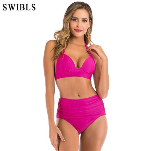 2020 Woman Plus Size Swimwear High Waist S-3XL Bikini Big Women Bathing Suits Floral Vintage Female Sexy Bather Swimsuits