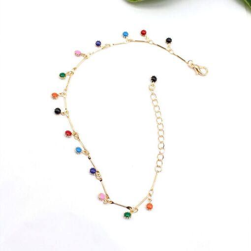 New Trend Zircon Beads Anklet for Women Summer Beach Colorful Stone Anklet Charms Jewelry Accessories Female Gifts