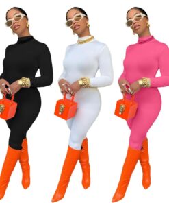 XL019 Fall 2020 Fashion Sporty Casual Fitness Rompers Womens Jumpsuit Long Sleeve solid color Bodycon One Piece Jumpsuits