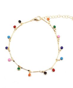 New Trend Zircon Beads Anklet for Women Summer Beach Colorful Stone Anklet Charms Jewelry Accessories Female Gifts