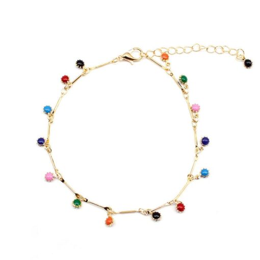 New Trend Zircon Beads Anklet for Women Summer Beach Colorful Stone Anklet Charms Jewelry Accessories Female Gifts