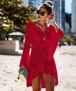 Women Swimwear Loose Bell Sleeve Hollow Out Beachwear Bathing Suit Cover Up fashion Leisure Swimsuit Beach dress Sexy beauty#1