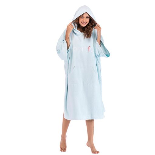 Women Men Microfiber Wetsuit Changing Robe Poncho with Hood Quick Dry Swim Beach Pool Surf Towel Compact Lightweight Bathrobe