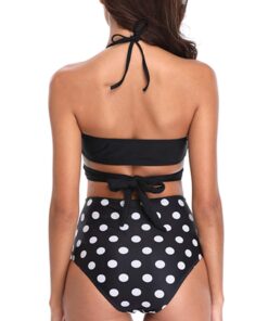 Bikini Women Black Bandage Swimsuit Halter Bandage Wrap Bikini Set Push-Up Ruched High Waist Swimwear Pure color Bikini#G40