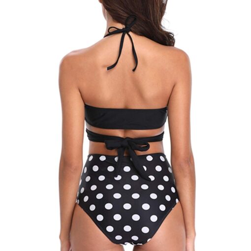 Bikini Women Black Bandage Swimsuit Halter Bandage Wrap Bikini Set Push-Up Ruched High Waist Swimwear Pure color Bikini#G40