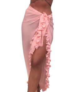 2020 Women Beach Skirt Ruffles Sarong Bikini Cover Up Chiffon Wrap Skirts Swimwear Fashion Swimwear Cover up Beachwear