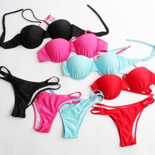 Hot Sales Underwire Cup Bkini 2020 Plump Looking Push Up Bra Beach Bikini Set Sexy Open Female High Quality Women Swimsuit XXL
