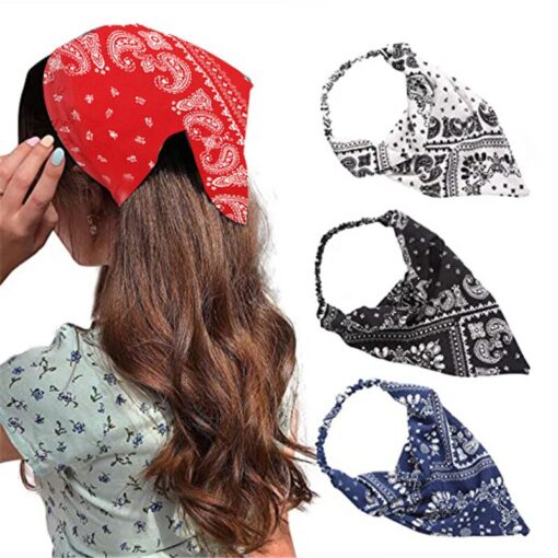 Fashion Women Girls Summer Bohemian Hair Bands Print Headbands Vintage Triangle Turban Bandage HairBands Hair Accessories