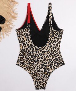 Riseado Leopard One Piece Swimsuit Ruffle Swimwear Women U-back Beach Wear Patchwork Swimming Suit 2020 Summer Bathing Suits