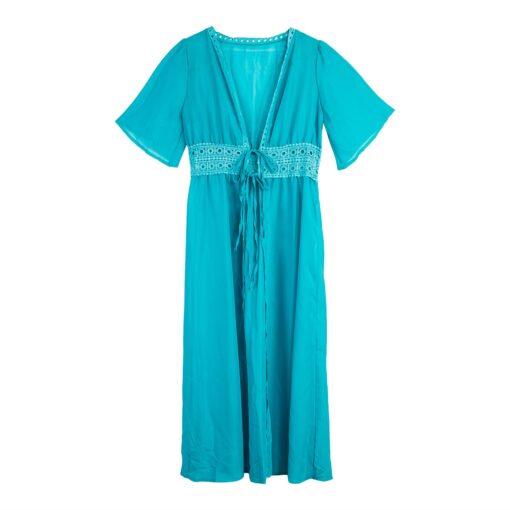 3XL Plus Size Summer Sexy Women Beach Cover Up V Neck Dress Long Maxi Dress Tunic Pareo Robe Swimwear Bathing Suit Beachwear