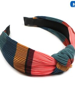 Rainbow Hit Color Hairbands Crumpled Wide Edges Hair Band Spring Summer Headwrap Knotted Headband customized Hair Accessories