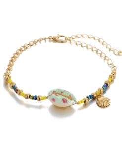 Bohemian Shell Stone Anklets Set for Women Multicolor Braided Beach Wtar Drop Crystal Feet Leg Chain Summer Jewelry Accessories