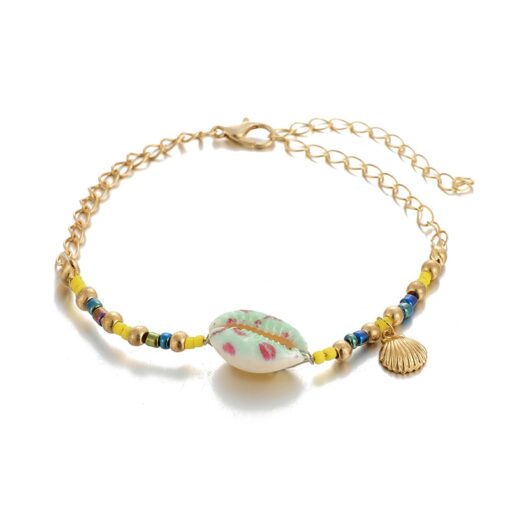 Bohemian Shell Stone Anklets Set for Women Multicolor Braided Beach Wtar Drop Crystal Feet Leg Chain Summer Jewelry Accessories