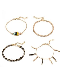 Bohemian Shell Stone Anklets Set for Women Multicolor Braided Beach Wtar Drop Crystal Feet Leg Chain Summer Jewelry Accessories