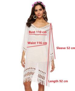 Tassel Woman Tunic Beach Dress Black Beachwear Swimsuit Swim Wear Dresses Womens Bathing Suit Cover Ups White Black V Style Sexy