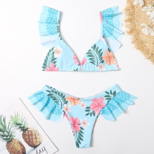 Cute Bikinis 2021 Sexy Bikini Set Micro Bikini Ruffle Swimsuits Female Swimwear Thong Bathing Suit Brazilian Biquini Bather