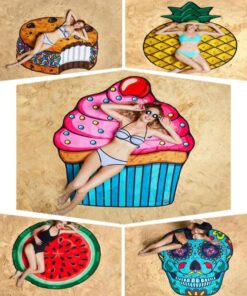 2020 new Polyeater Beach Towel Tapestry Hamburger Fruit Print Picnic Mat Beach Blanket for Home Wall Art Decoration