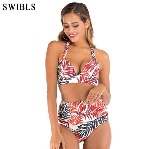 2020 Woman Plus Size Swimwear High Waist S-3XL Bikini Big Women Bathing Suits Floral Vintage Female Sexy Bather Swimsuits