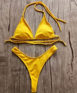 Brazilian Girls Swimming Suits Bikini Small Cup+ High Cut Style Beach Biquini Solid Black/White Micro Swim Suits Thong Bikinis