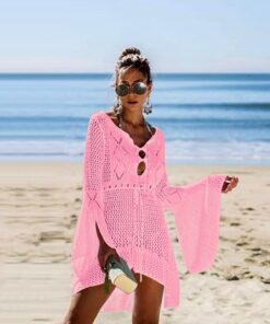 Women Swimwear Loose Bell Sleeve Hollow Out Beachwear Bathing Suit Cover Up fashion Leisure Swimsuit Beach dress Sexy beauty#1