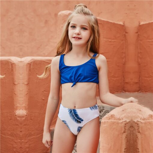 2021 Swimsuit Girl Swimwear Bikinis Child Sets Push Up Solid Hollow Out Beachwear Suit Brazilian Cover Up