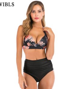 2020 Woman Plus Size Swimwear High Waist S-3XL Bikini Big Women Bathing Suits Floral Vintage Female Sexy Bather Swimsuits