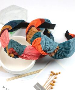Rainbow Hit Color Hairbands Crumpled Wide Edges Hair Band Spring Summer Headwrap Knotted Headband customized Hair Accessories